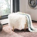 Safavieh Momina Faux Fur Square OttomanWhite & Brass OTT6200A